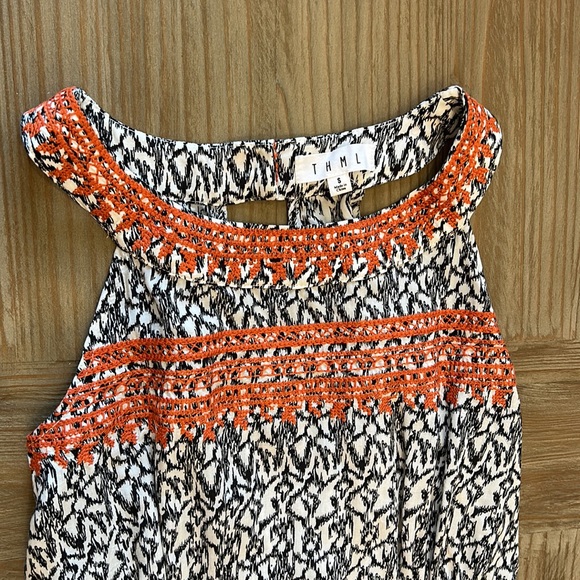 THML Jameson Embroidered Orange and Black Halter Maxi Dress - Picture 5 of 8